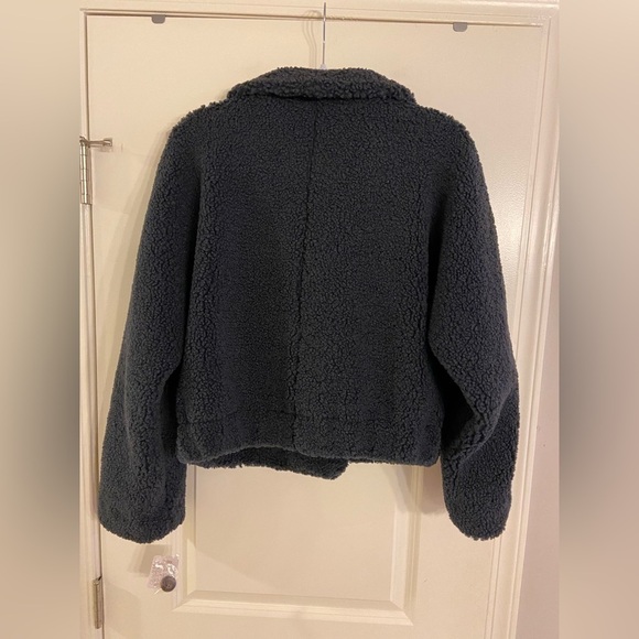 Free People Izzy Wrap Blue Teddy Button Jacket XSmall NWT - Picture 9 of 12